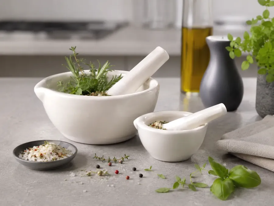 Porzellan Mörser für Kräuter, Gewürze & DIY